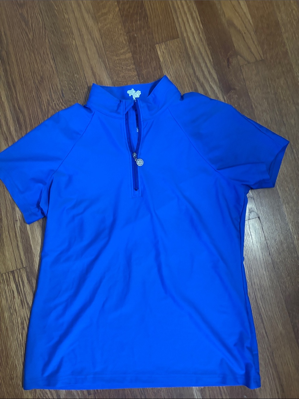 Tzu Tzu Royal Blue Short Sleeve Zip Polo like new